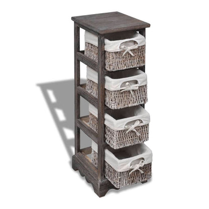 Opbergkast Met 4 Weefmanden Hout Bruin 25 x 28 x 74 cm