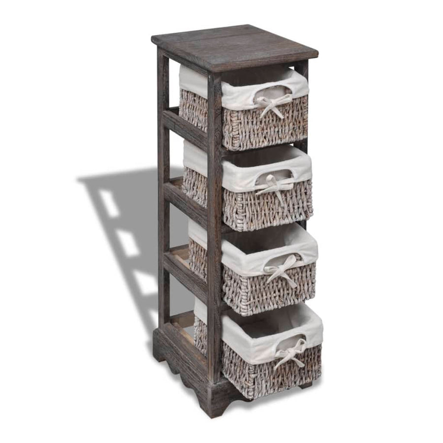 Opbergkast Met 4 Weefmanden Hout Bruin 25 x 28 x 74 cm