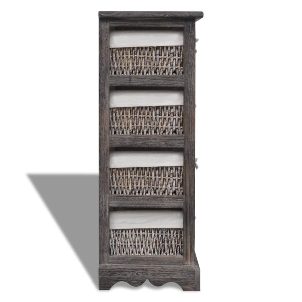 Opbergkast Met 4 Weefmanden Hout Bruin 25 x 28 x 74 cm