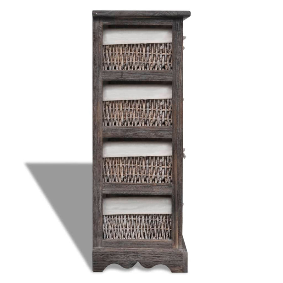 Opbergkast Met 4 Weefmanden Hout Bruin 25 x 28 x 74 cm
