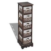 Opbergkast 5 weefmanden paulowniahout bruin 25x28x90 cm