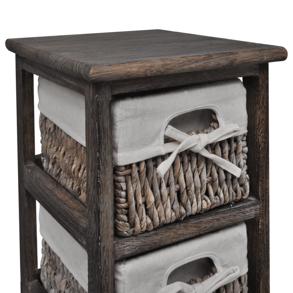 Opbergkast Met 5 Weefmanden Hout 25 x 28 x 90 cm Bruin