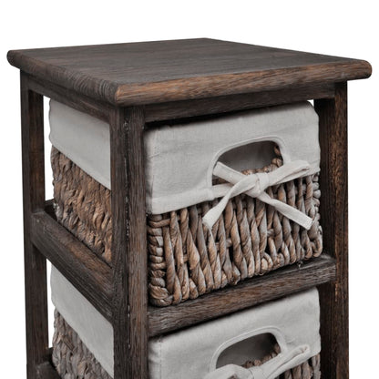 Opbergkast Met 5 Weefmanden Hout 25 x 28 x 90 cm Bruin