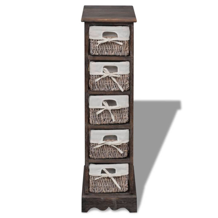 Opbergkast Met 5 Weefmanden Hout 25 x 28 x 90 cm Bruin