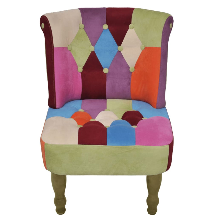 Franse Stoel Met Patchwork Ontwerp Stof 1 Multikleur