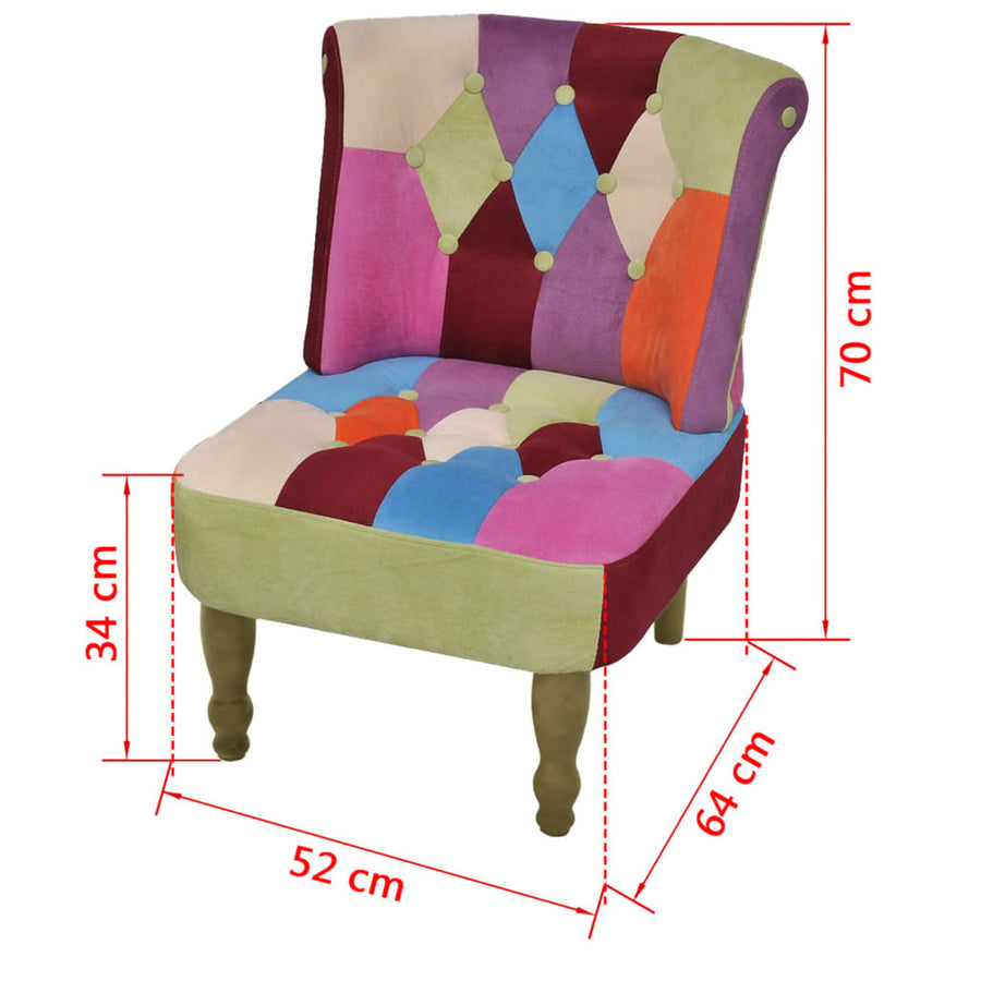 Franse Stoel Met Patchwork Ontwerp Stof 1 Multikleur
