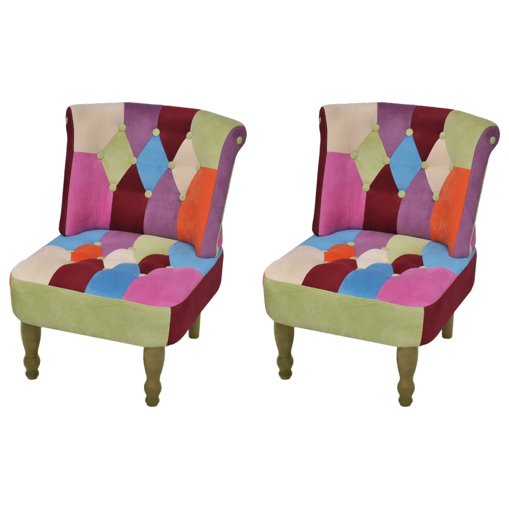 Franse Stoelen Met Patchwork Ontwerp Stof 2