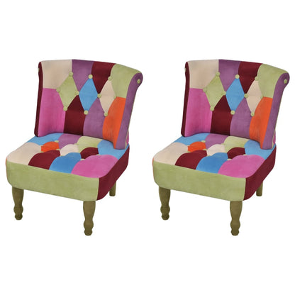 Franse Stoelen Met Patchwork Ontwerp Stof 2