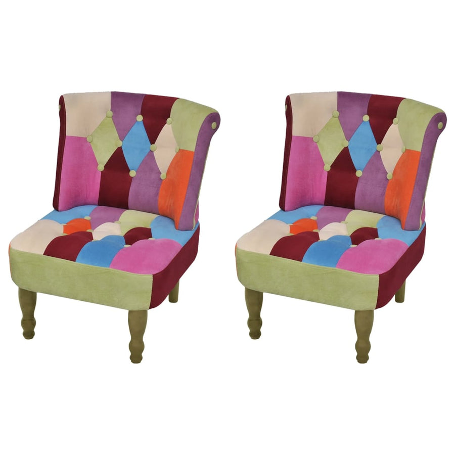 Franse Stoelen Met Patchwork Ontwerp Stof 2