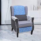 Fauteuil Met Stof Blauw/Grijs Patchwork