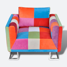 Fauteuil Met Patchwork Ontwerp En Verchroomde Poten Kubus Stof
