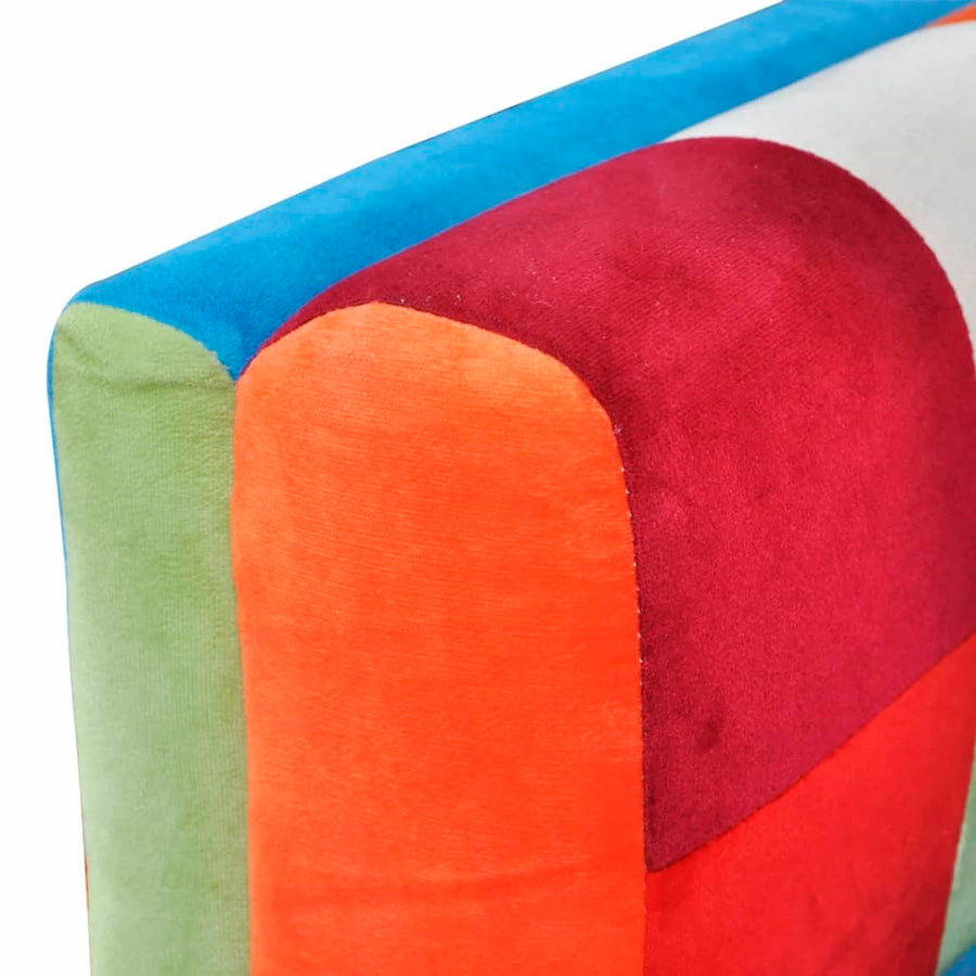 Fauteuil Met Patchwork Ontwerp En Verchroomde Poten Kubus Stof