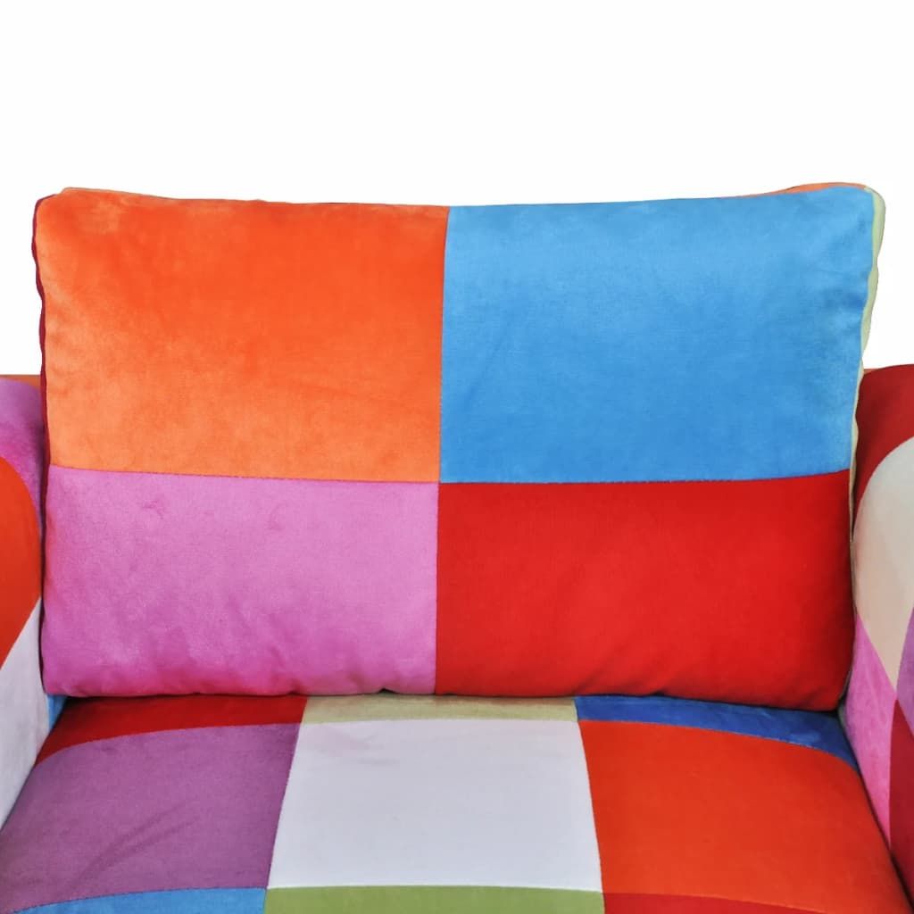 Fauteuil Met Patchwork Ontwerp En Verchroomde Poten Kubus Stof