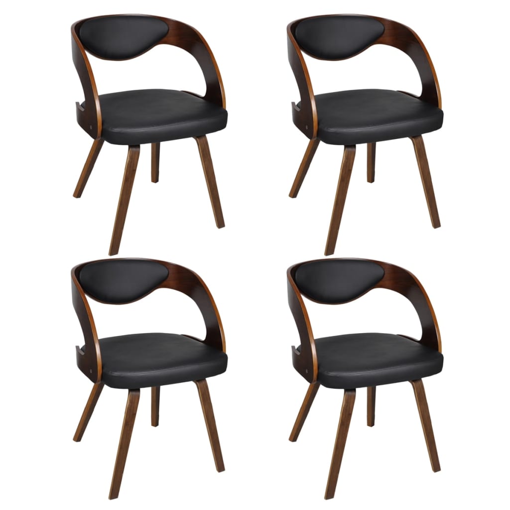 Eetkamerstoelen 4 st gebogen hout en kunstleer bruin