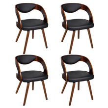 Eetkamerstoelen 4 st gebogen hout en kunstleer bruin