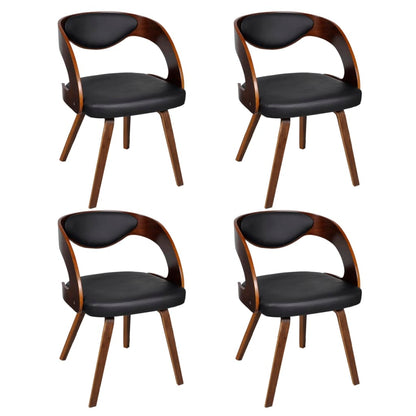 Eetkamerstoelen 4 st gebogen hout en kunstleer bruin