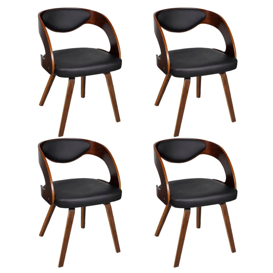 Eetkamerstoelen 4 st gebogen hout en kunstleer bruin