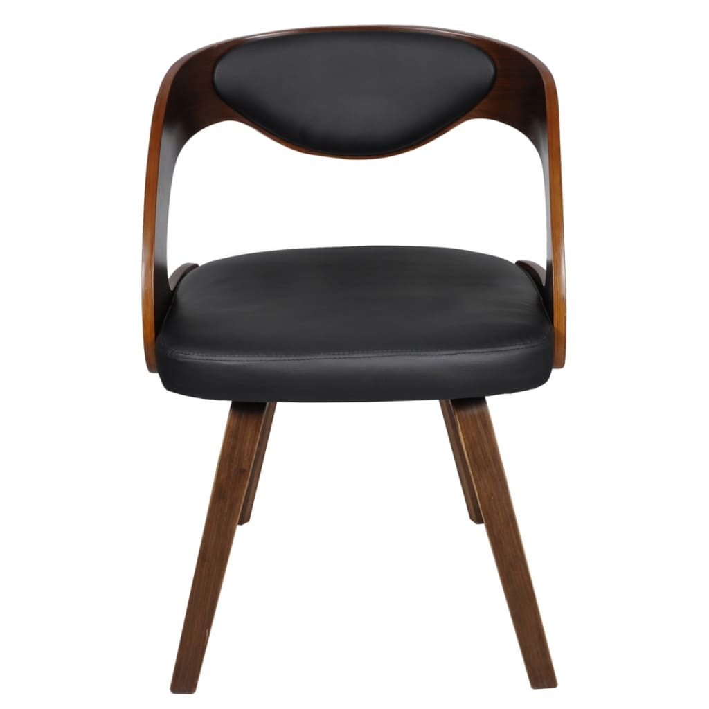 Eetkamerstoelen 4 st gebogen hout en kunstleer bruin