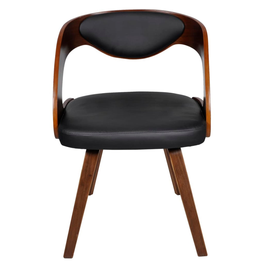 Eetkamerstoelen 4 st gebogen hout en kunstleer bruin
