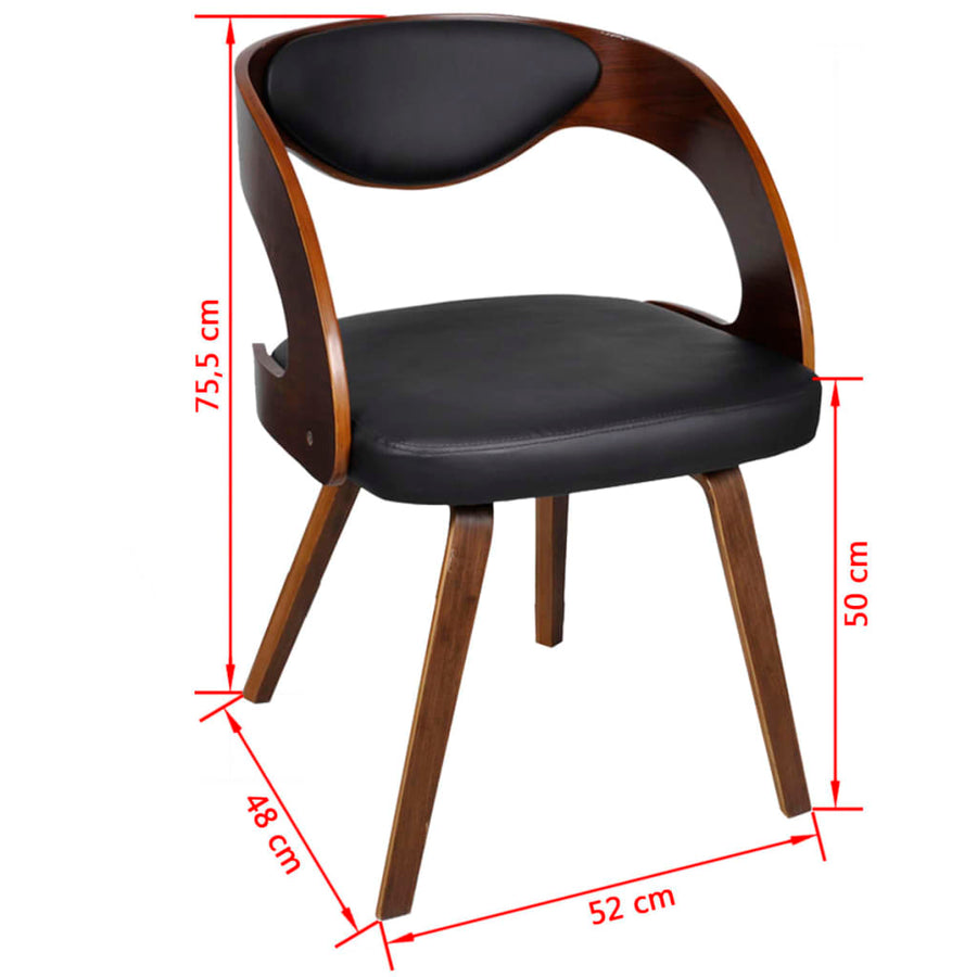 Eetkamerstoelen 4 st gebogen hout en kunstleer bruin