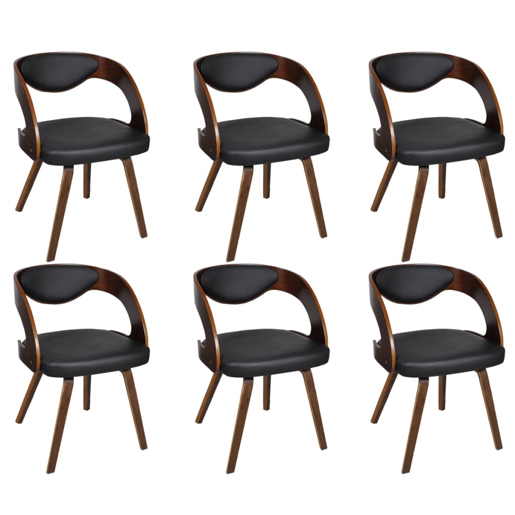 Eetkamerstoelen Kunstleer Bruin 6 Zwart en donkerbruin