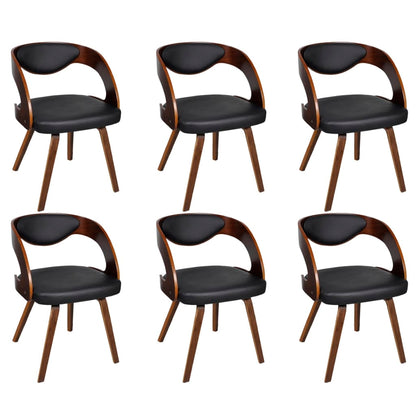 Eetkamerstoelen Kunstleer Bruin 6 Zwart en donkerbruin