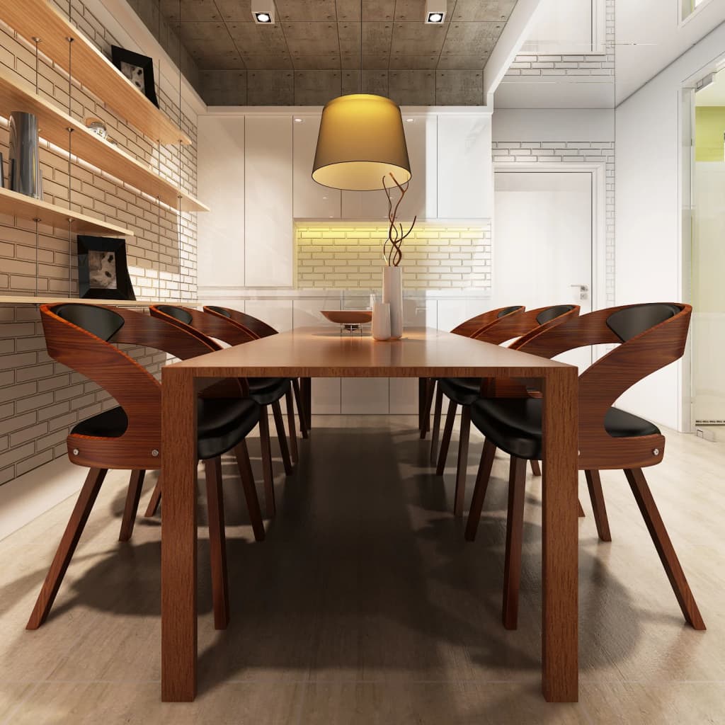 Eetkamerstoelen Kunstleer Bruin 6 Zwart en donkerbruin