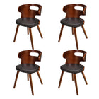 Eetkamerstoelen 4 st gebogen multiplex kunstleer bruin