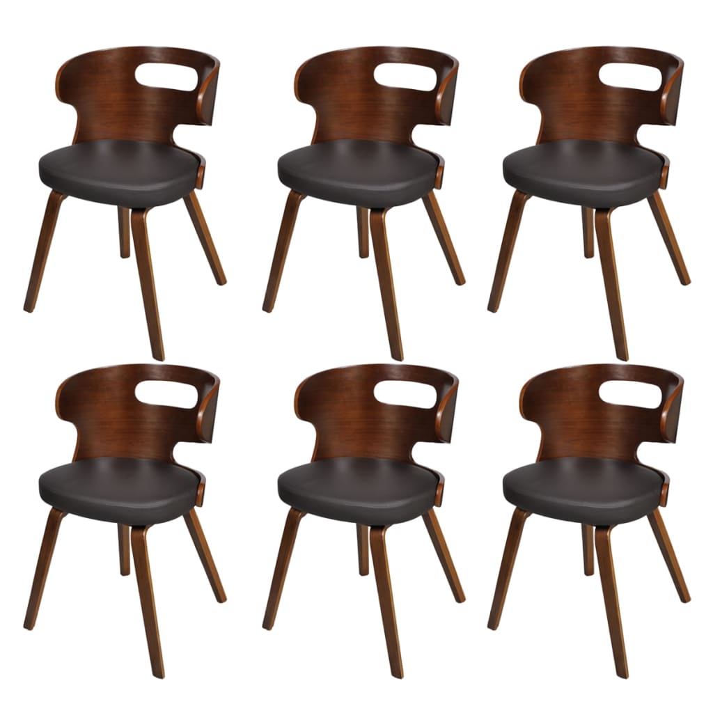 Eetkamerstoelen Kunstleer Bruin 6 Zwart en donkerbruin