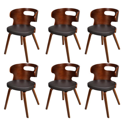 Eetkamerstoelen Kunstleer Bruin 6 Zwart en donkerbruin