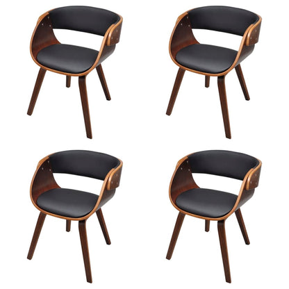 Eetkamerstoelen Gebogen Hout En Kunstleer Bruin 4 Zwart en donkerbruin