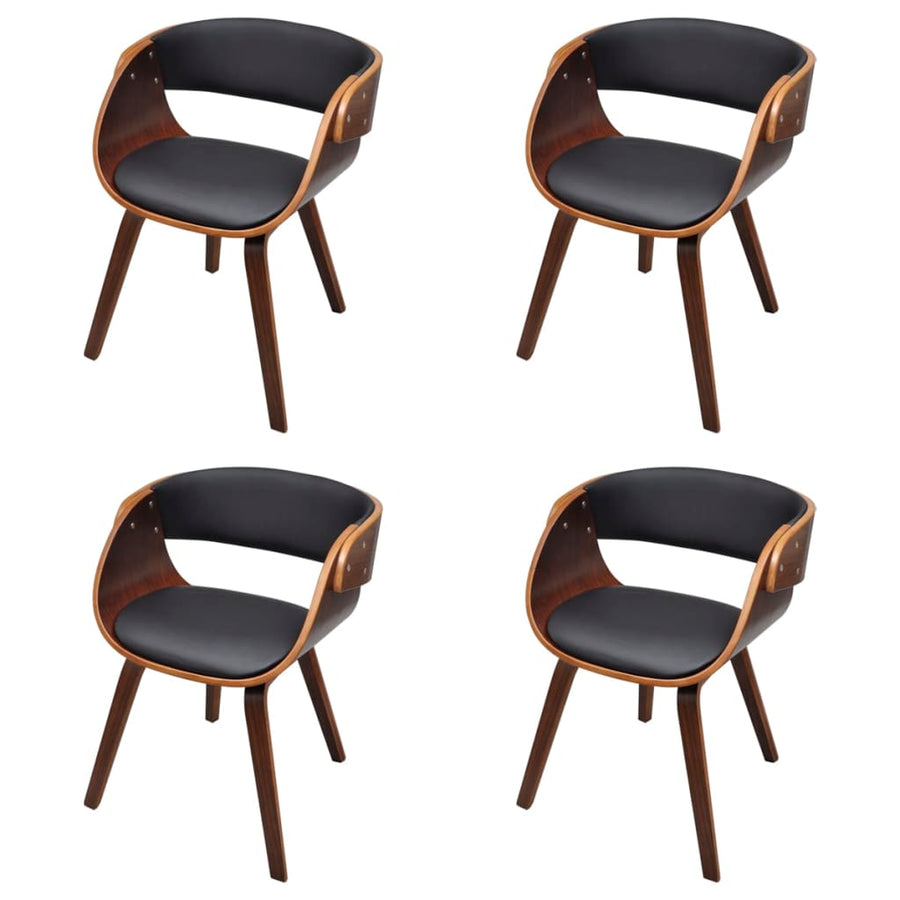 Eetkamerstoelen Gebogen Hout En Kunstleer Bruin 4 Zwart en donkerbruin