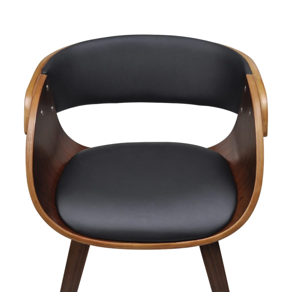 Eetkamerstoelen Gebogen Hout En Kunstleer Bruin 4 Zwart en donkerbruin