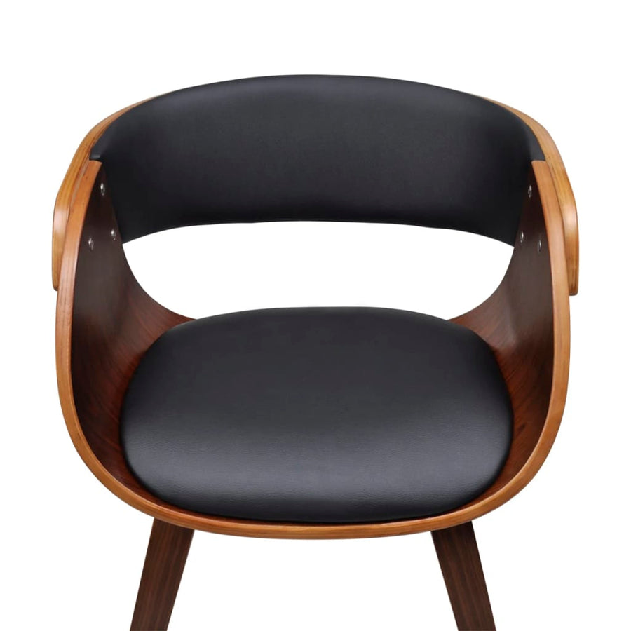 Eetkamerstoelen Gebogen Hout En Kunstleer Bruin 4 Zwart en donkerbruin