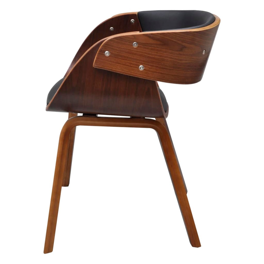 Eetkamerstoelen Gebogen Hout En Kunstleer Bruin 4 Zwart en donkerbruin