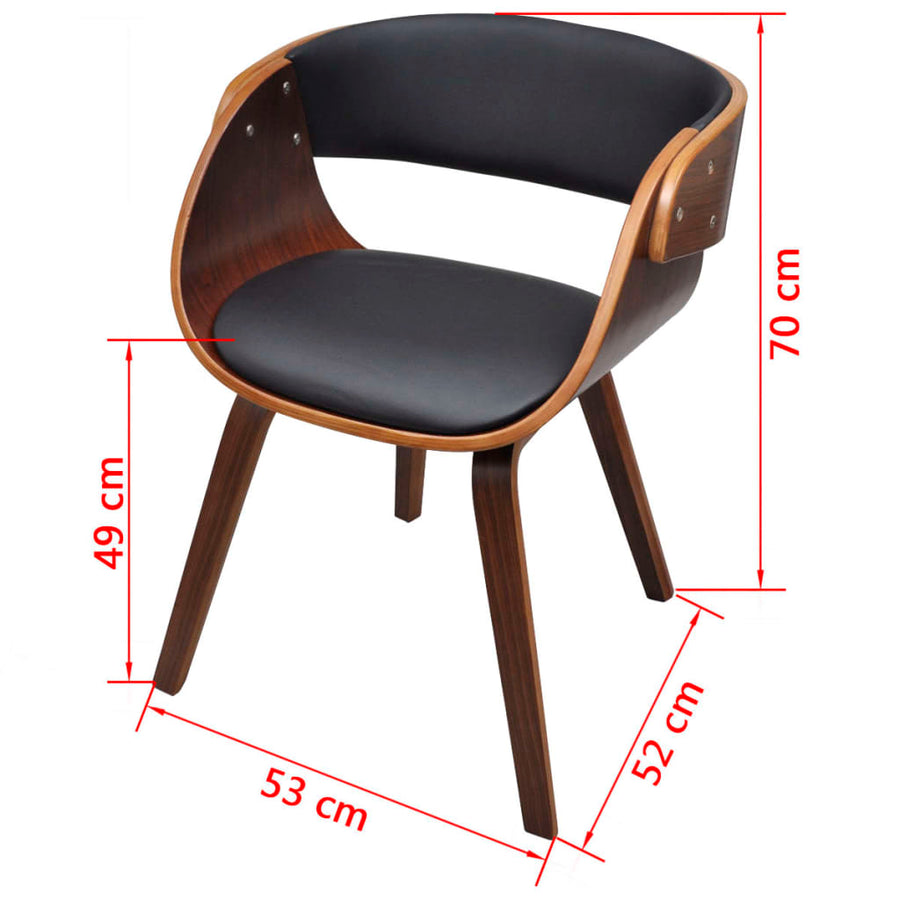 Eetkamerstoelen Gebogen Hout En Kunstleer Bruin 4 Zwart en donkerbruin