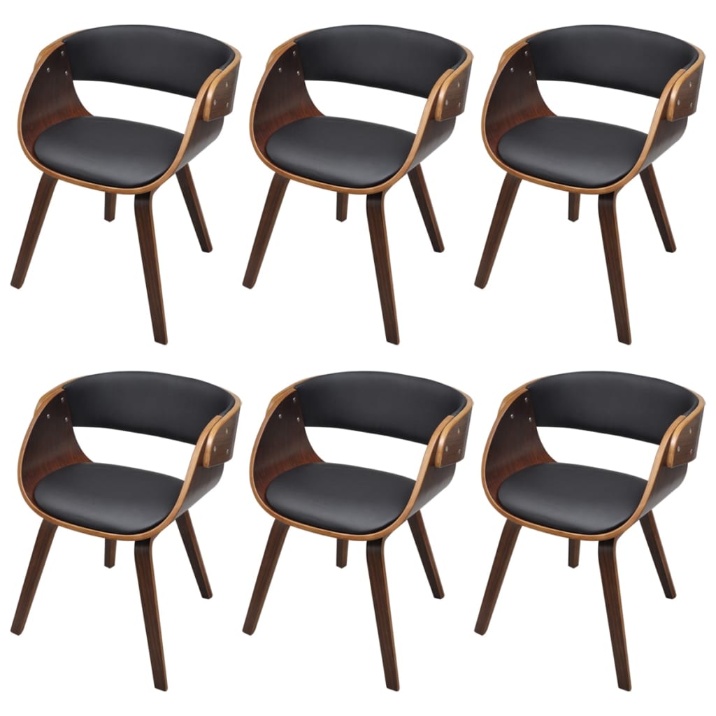 Eetkamerstoelen Kunstleer Bruin 6 Zwart en donkerbruin