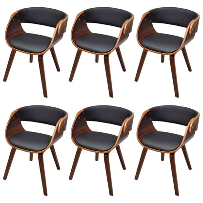 Eetkamerstoelen Kunstleer Bruin 6 Zwart en donkerbruin