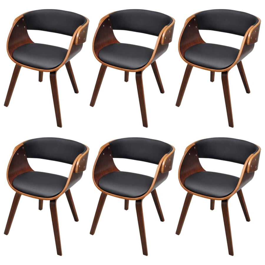 Eetkamerstoelen Kunstleer Bruin 6 Zwart en donkerbruin