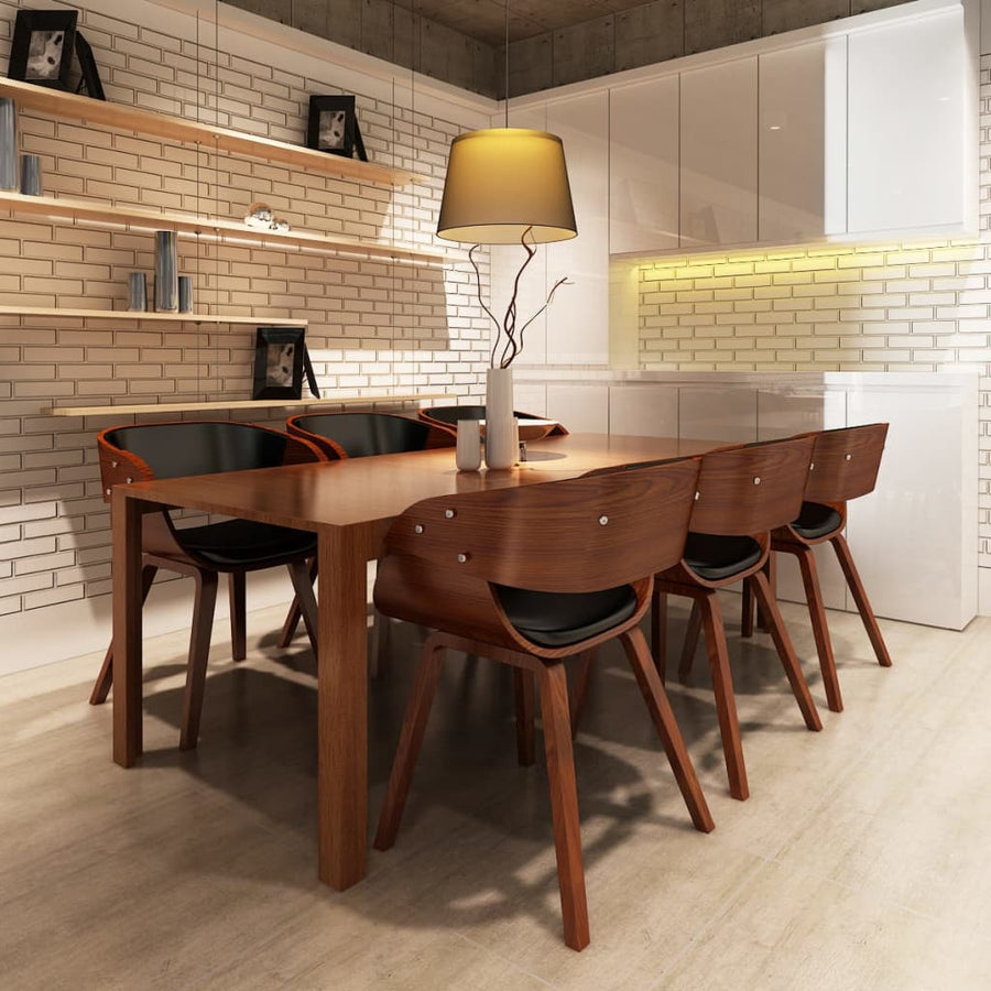 Eetkamerstoelen Kunstleer Bruin 6 Zwart en donkerbruin