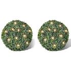 Kunstbuxus rond 35 cm met solar LED (2 stuks)