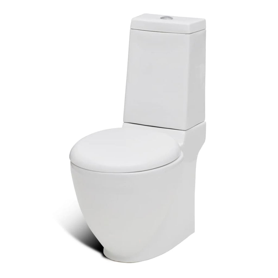 Toilet- En Bidetset Staand Keramiek Wit