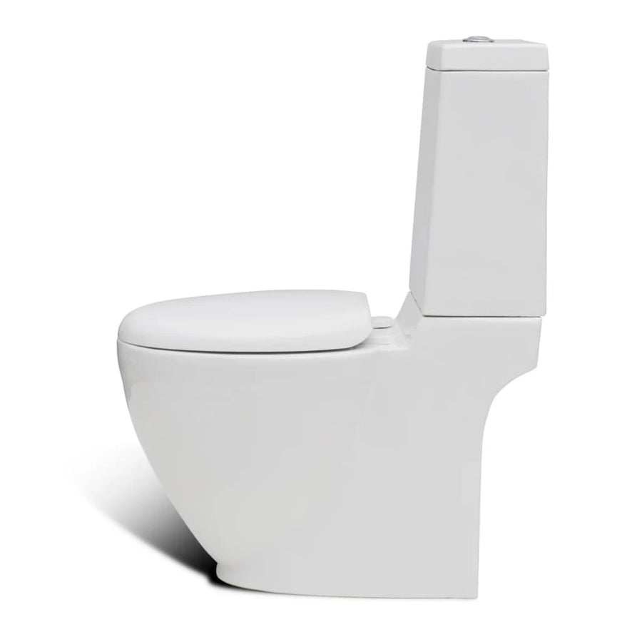 Toilet- En Bidetset Staand Keramiek Wit