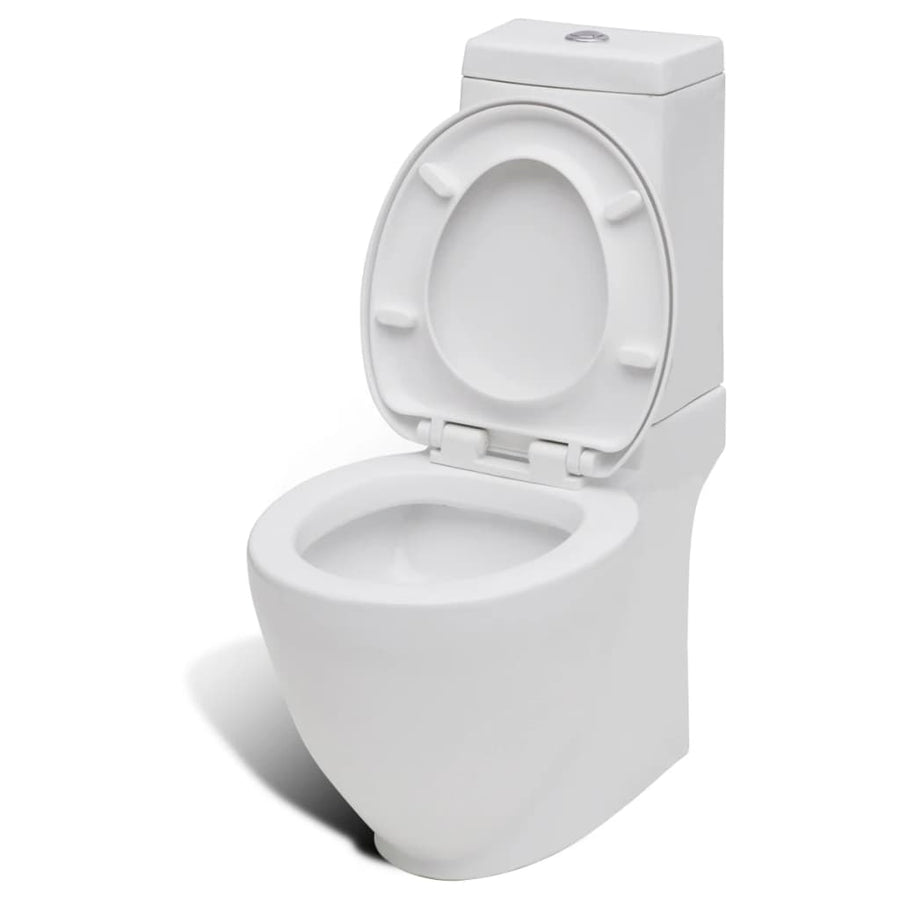 Toilet- En Bidetset Staand Keramiek Wit