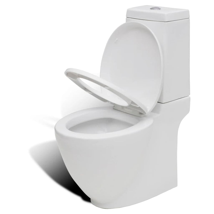 Toilet- En Bidetset Staand Keramiek Wit