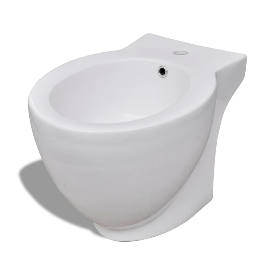 Toilet- En Bidetset Staand Keramiek Wit
