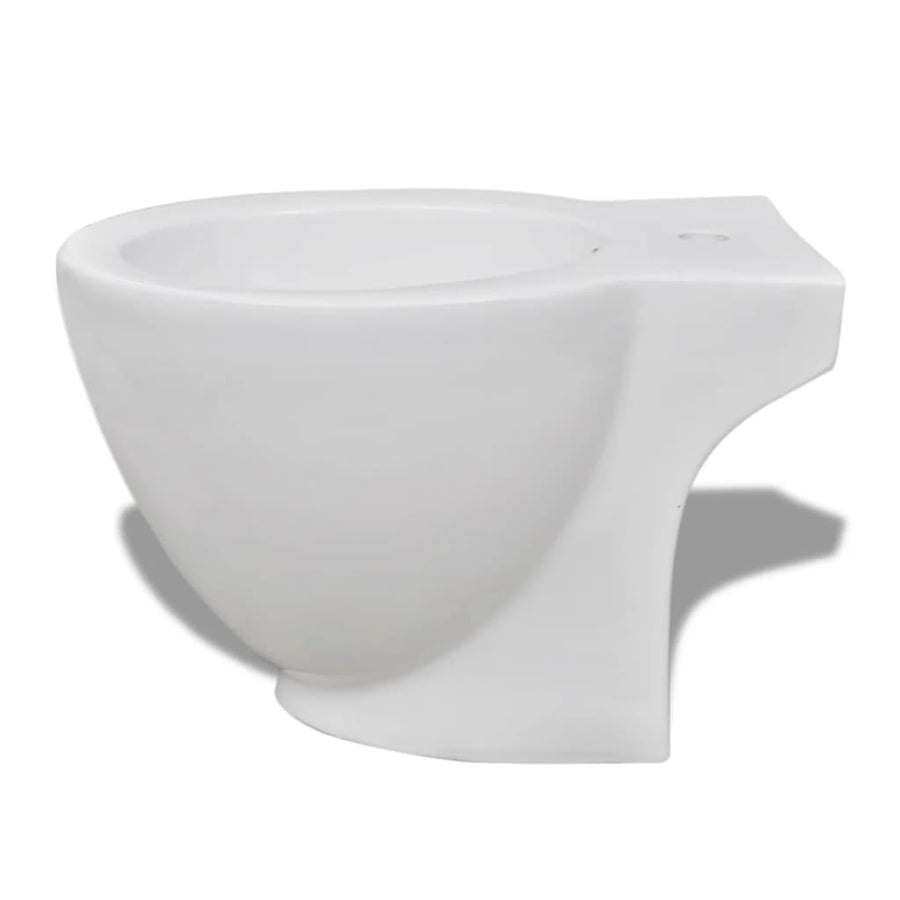 Toilet- En Bidetset Staand Keramiek Wit