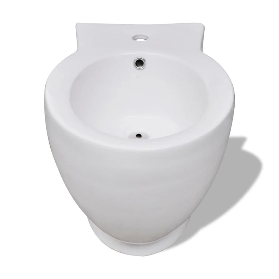 Toilet- En Bidetset Staand Keramiek Wit