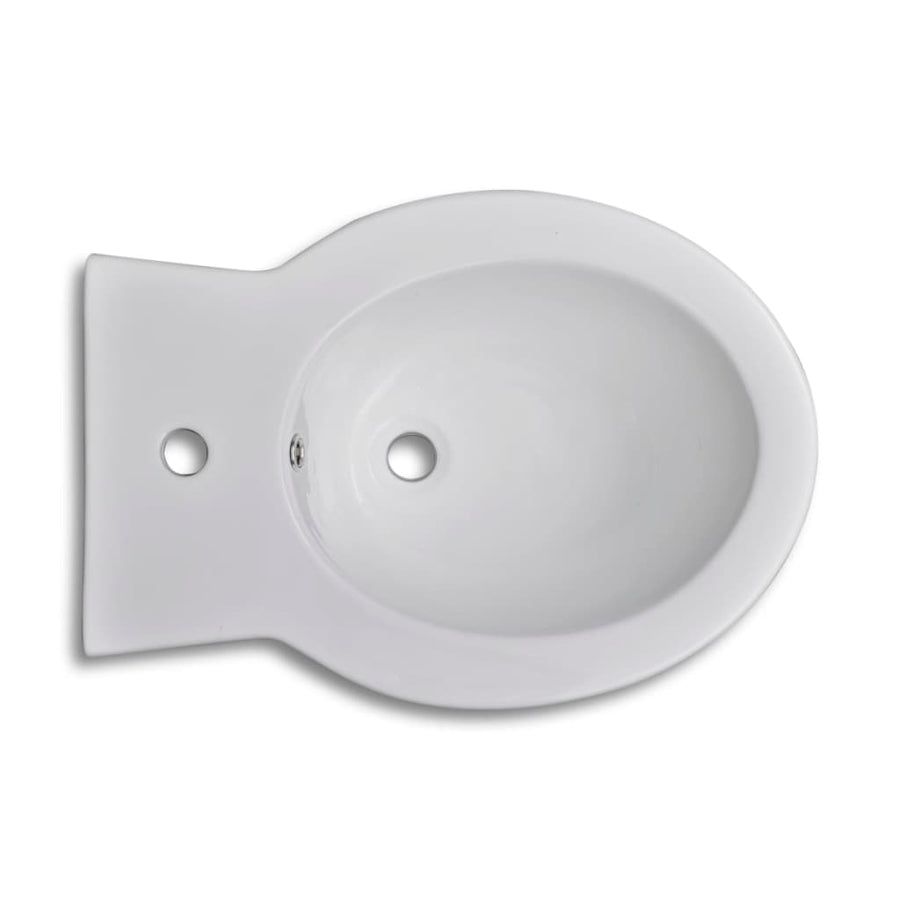 Toilet- En Bidetset Staand Keramiek Wit