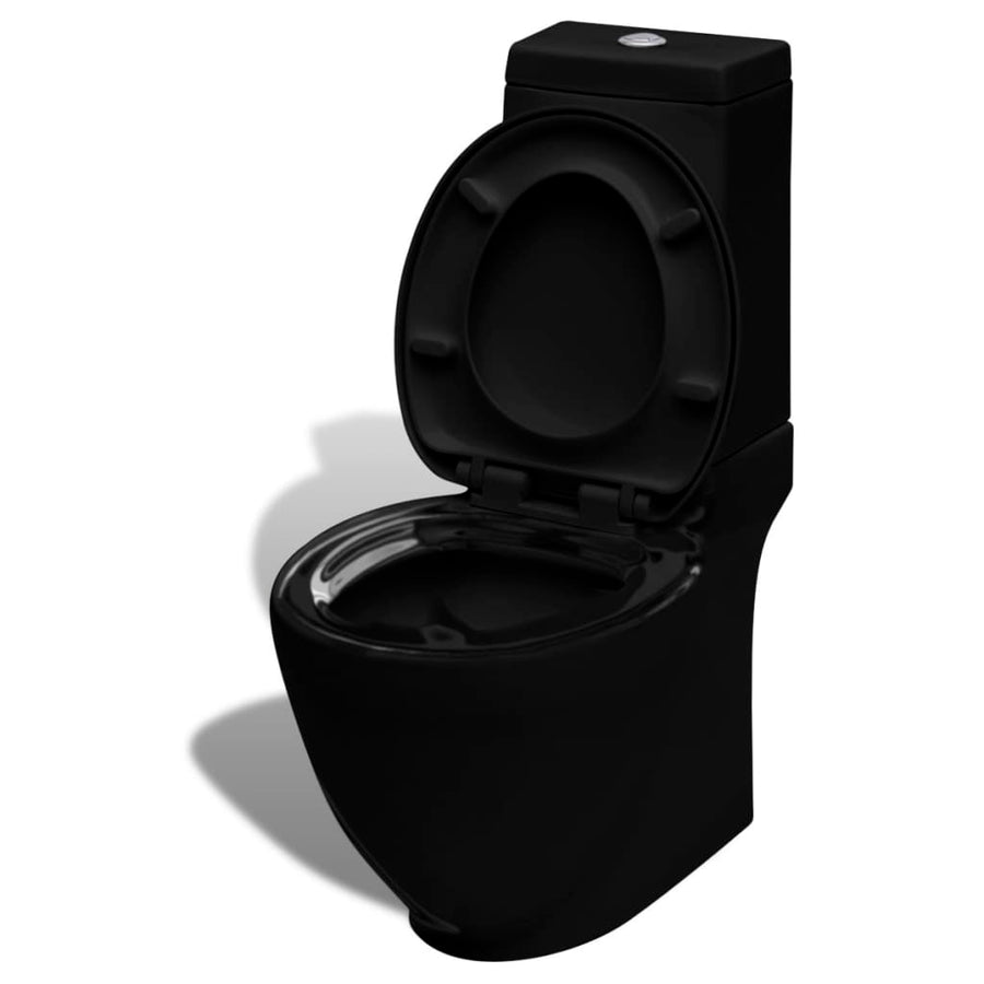 Toilet- En Bidetset Staand Keramiek Zwart